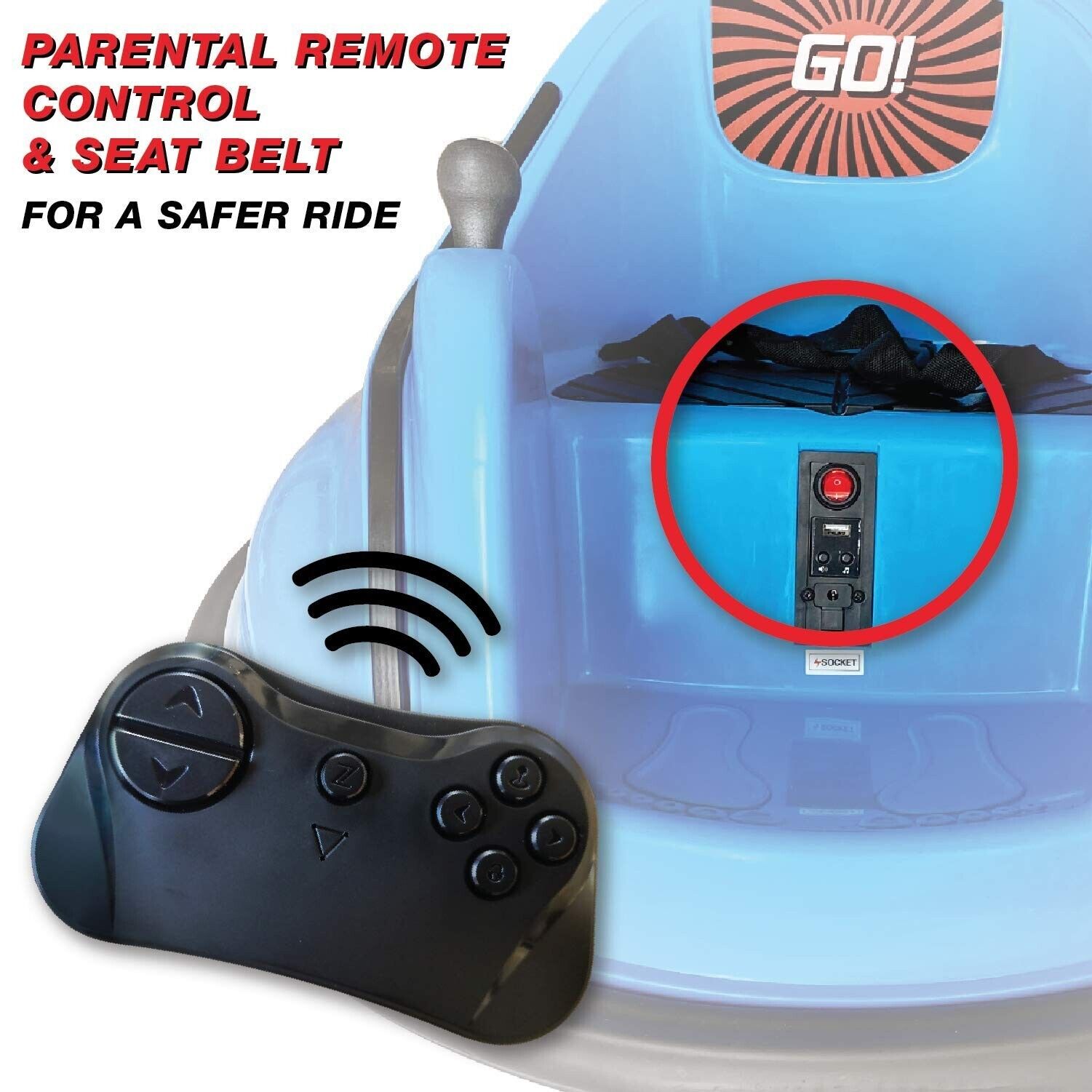 Electric RC Kids Bumper Car with Light and Music - Blue La... by The Bubble Factory