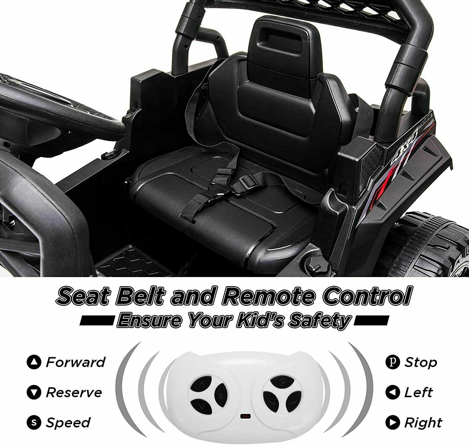 Electric RC Truck Ride-On Car for Kids with Remote Control - Black