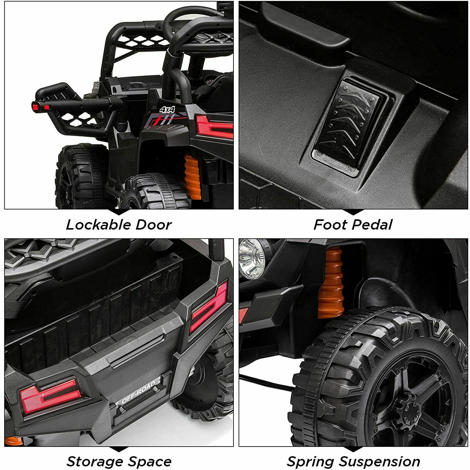 Electric RC Truck Ride-On Car for Kids with Remote Control - Black
