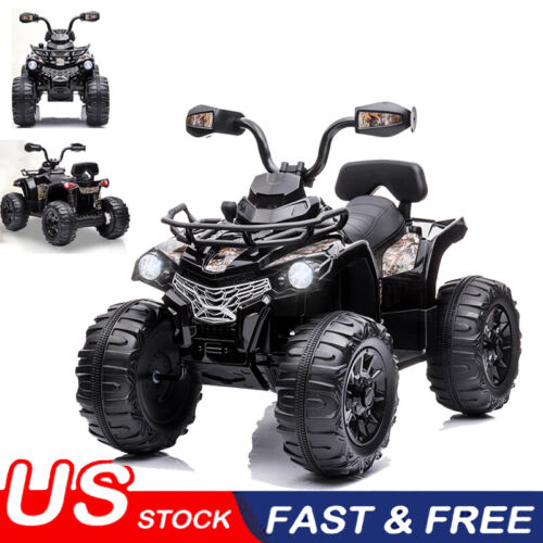 Electric Ride On ATV 4-Wheeler Quad Car for Kids with MP3 & LED Lights - Black