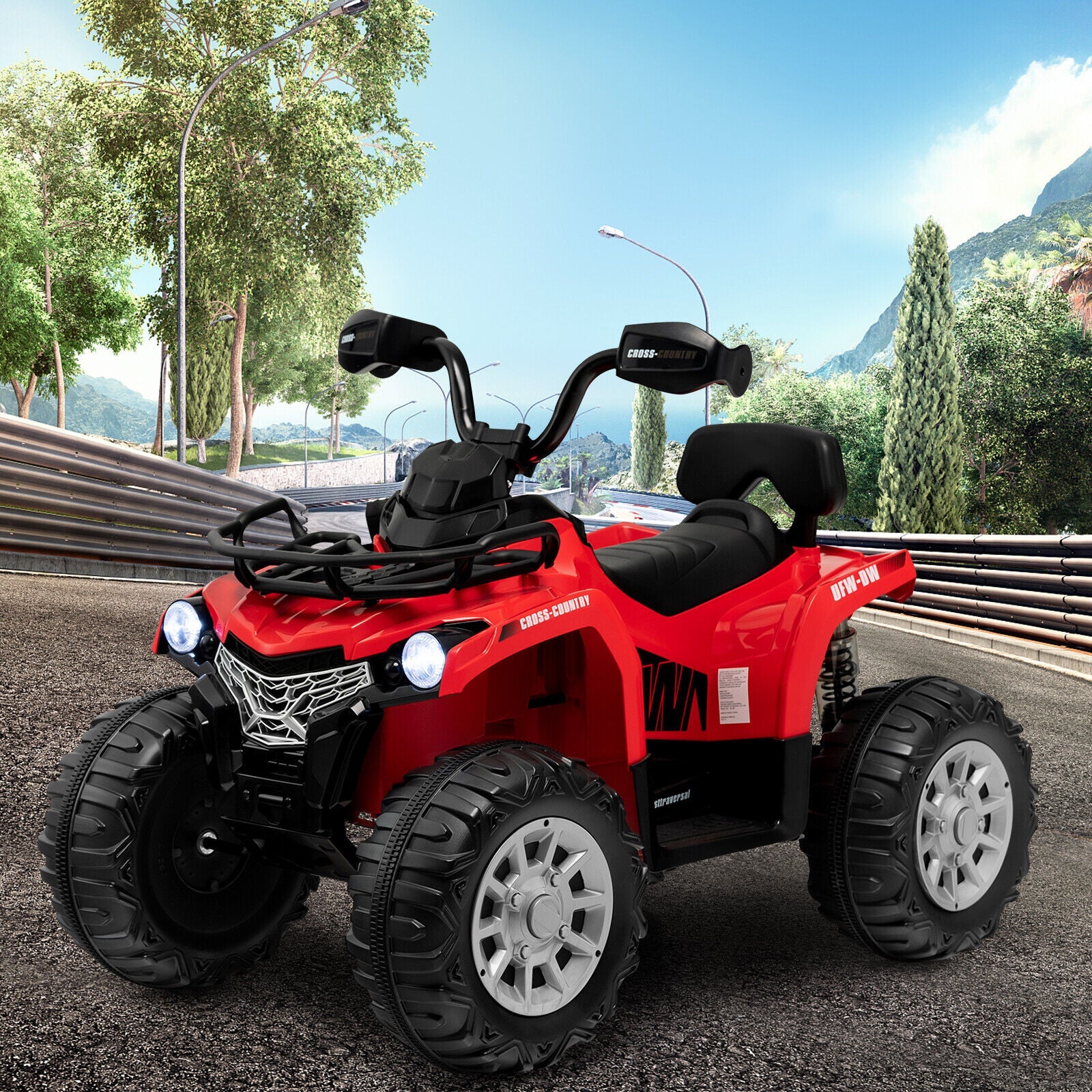 Electric Ride-On ATV for Kids with 2 Speeds, MP3 Player, and Headlights - Red
