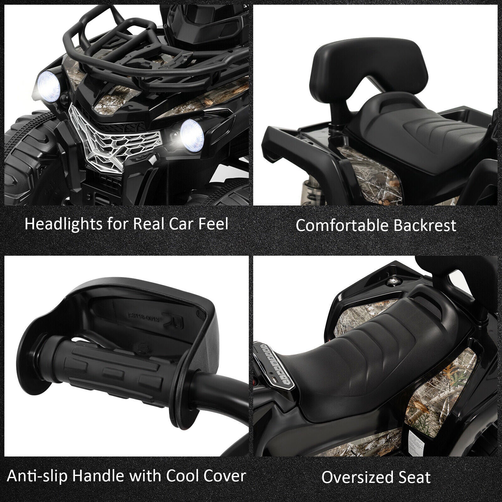 Electric Quad Ride-On Car for Kids with MP3 Player - 12V Battery Powered 4-Wheeler Truck
