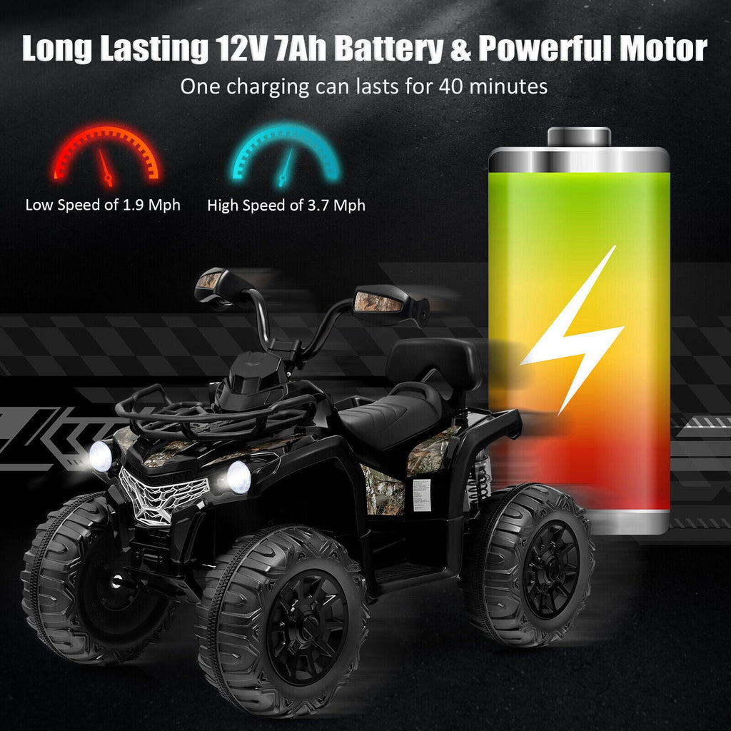 Electric Ride On ATV 4-Wheeler Quad Car Toy for Kids 3-8 Years Old with MP3 and 2-Speed Options