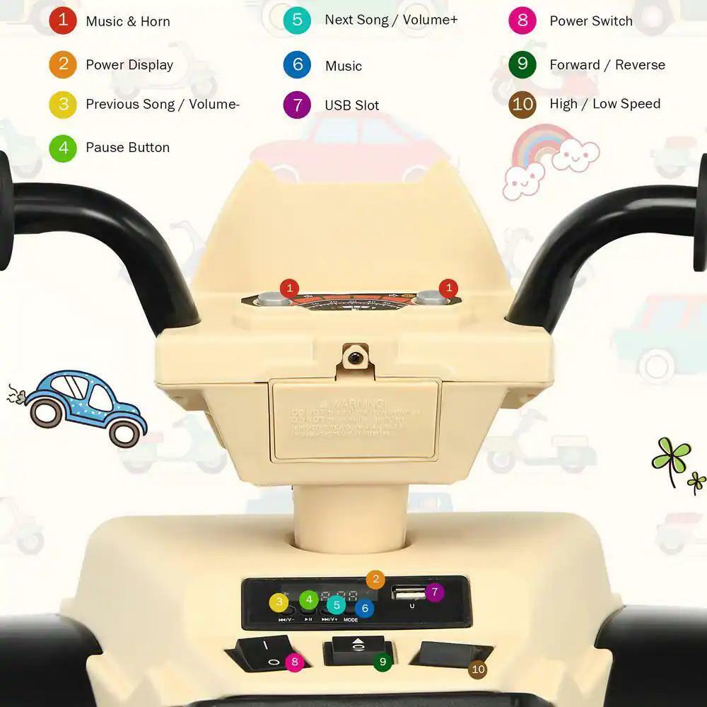 Electric Ride-On ATV Quad for Kids with LED Lights, Music, and Headlights
