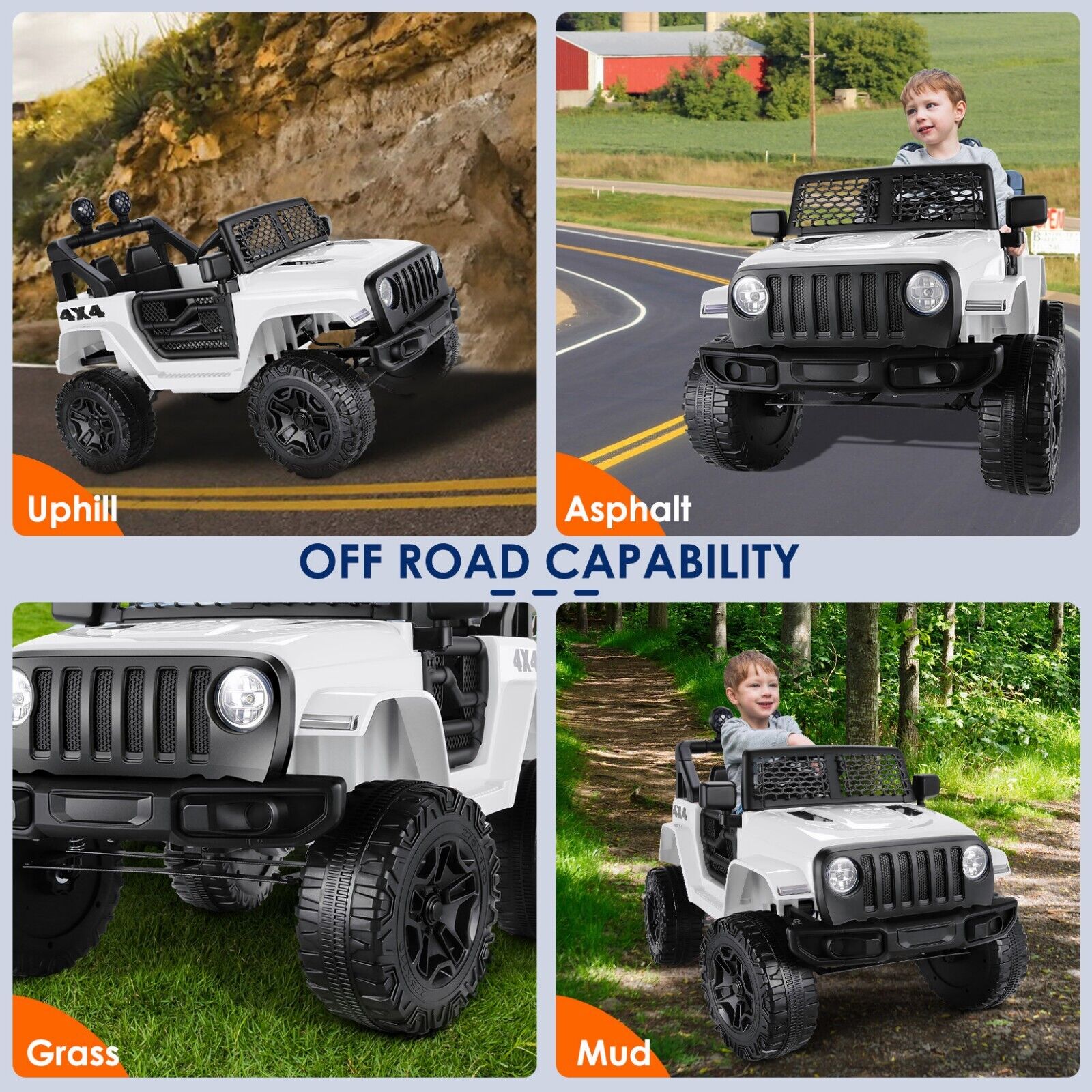 Electric Jeep Toy for Kids with Remote Control and 3 Speed Options