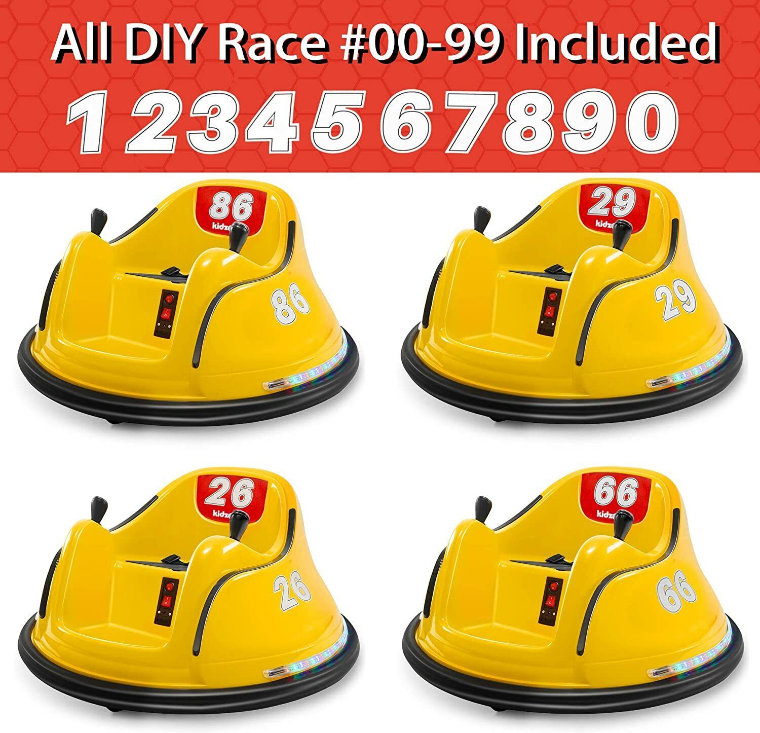 Electric Ride-On Bumper Car for Kids - 5 Vibrant Colors, Remote Control, and Lights Included