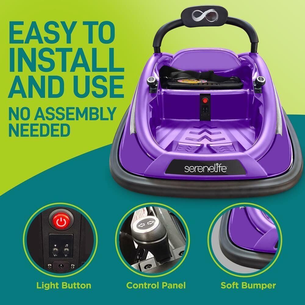 Electric Ride-On Bumper Car for Kids with Remote Control - Purple