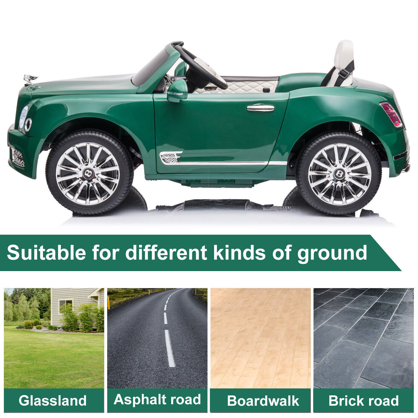Electric Ride-On Car for Kids with LED Headlights and 2 Speed Options