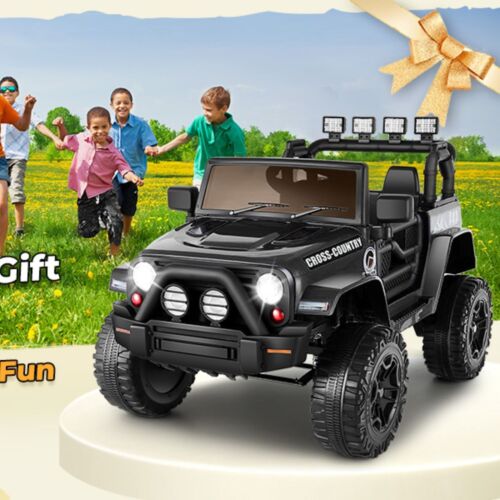 Electric Ride-On Car for Kids with LED Lights and 3 Adjustable Speeds