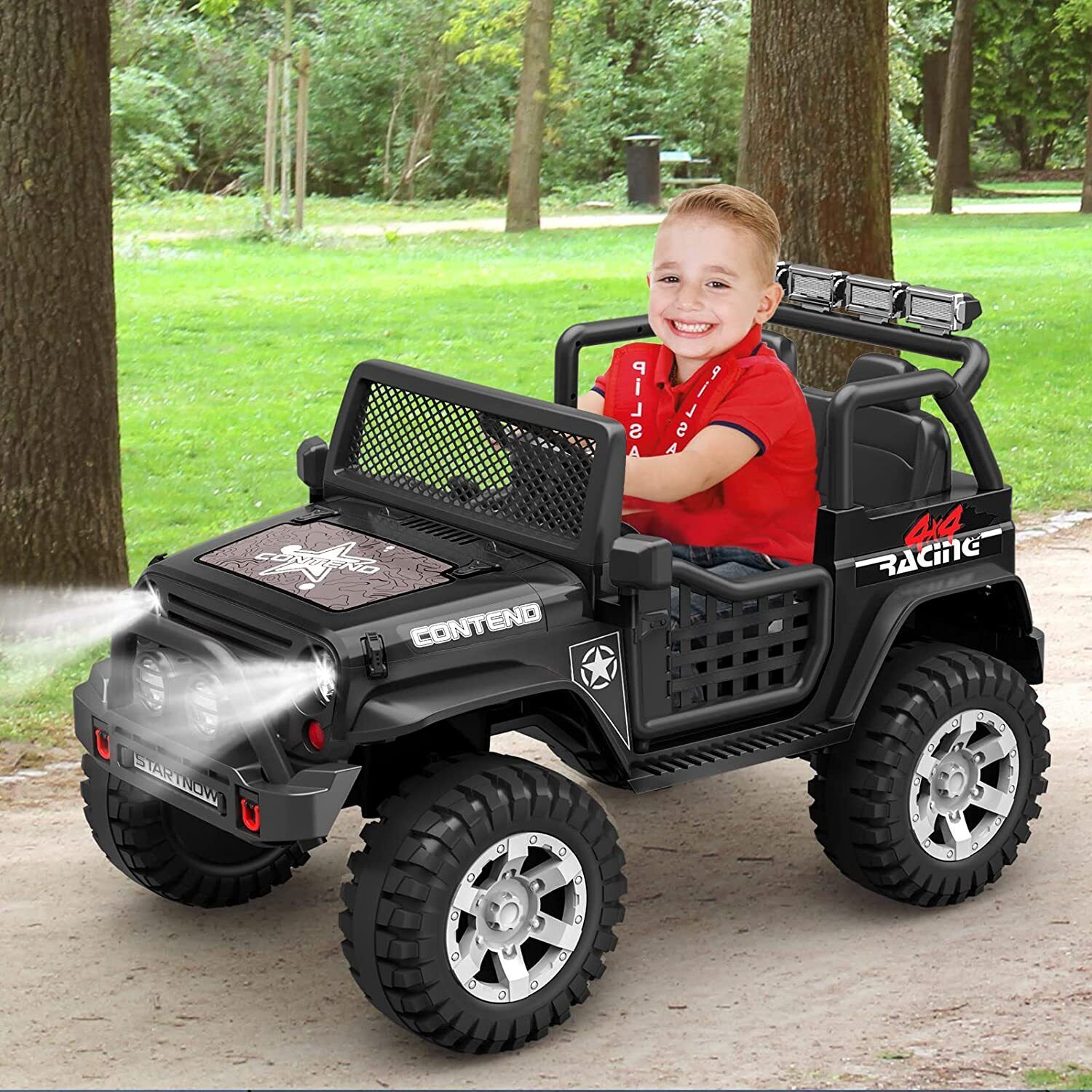 Electric Ride-On Car for Kids with LED Lights, MP3 Player, and Remote Control - 2 Seats, 12V