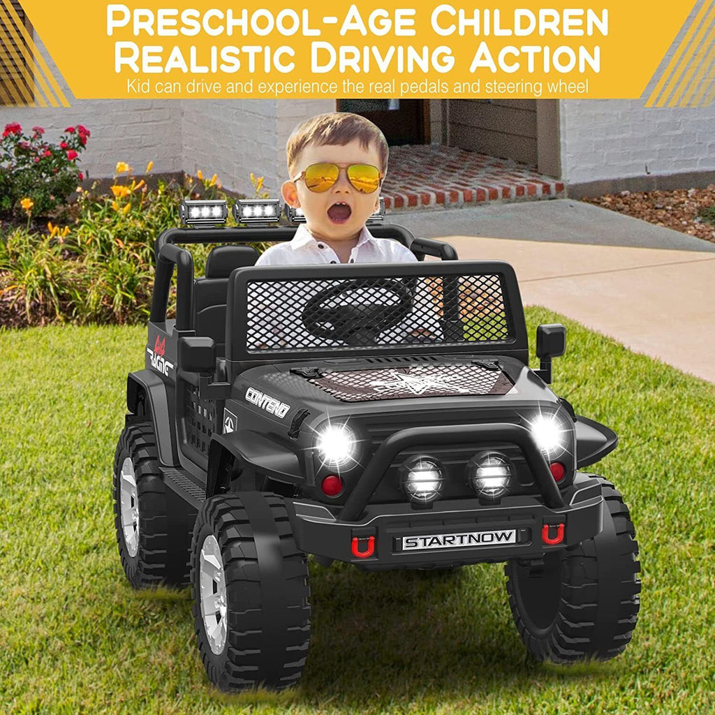 Electric Ride-On Car for Kids with LED Lights, MP3 Player, and Remote Control - 2 Seats, 12V