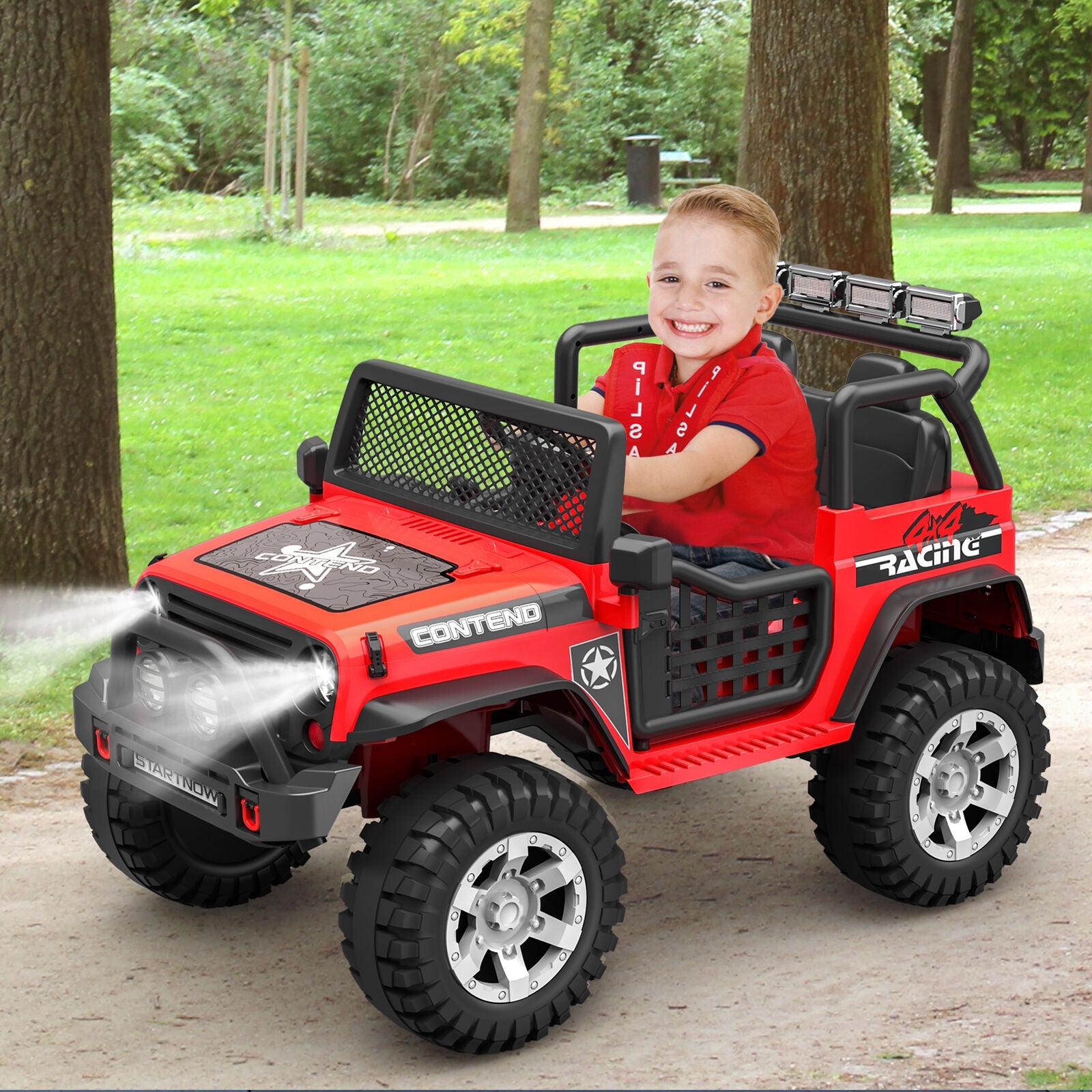 Electric Ride-On Car for Kids with LED Lights, MP3 Player, and Remote Control - 2 Seats, 12V