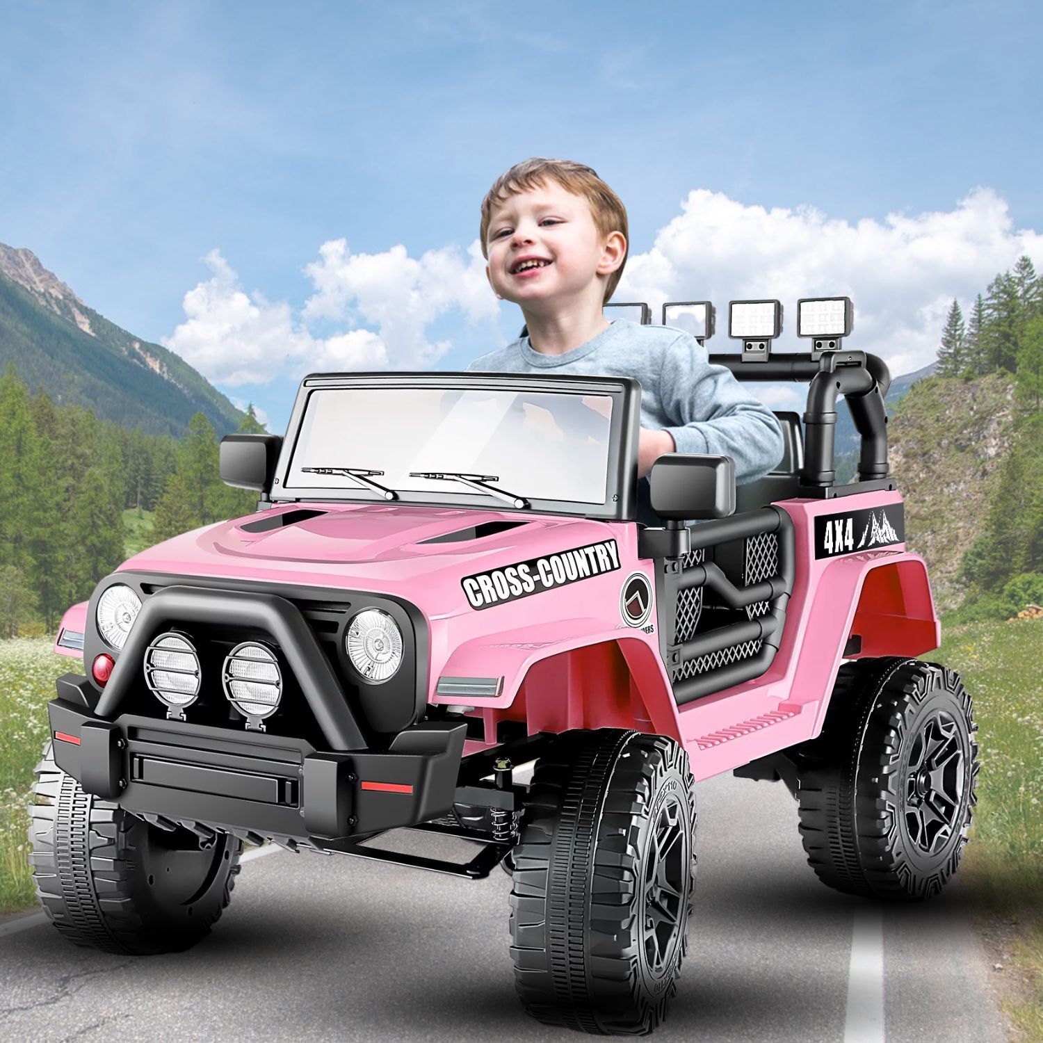 Electric Ride-On Car for Kids with LED Lights, Music, and Remote Control - 3 Speed Options