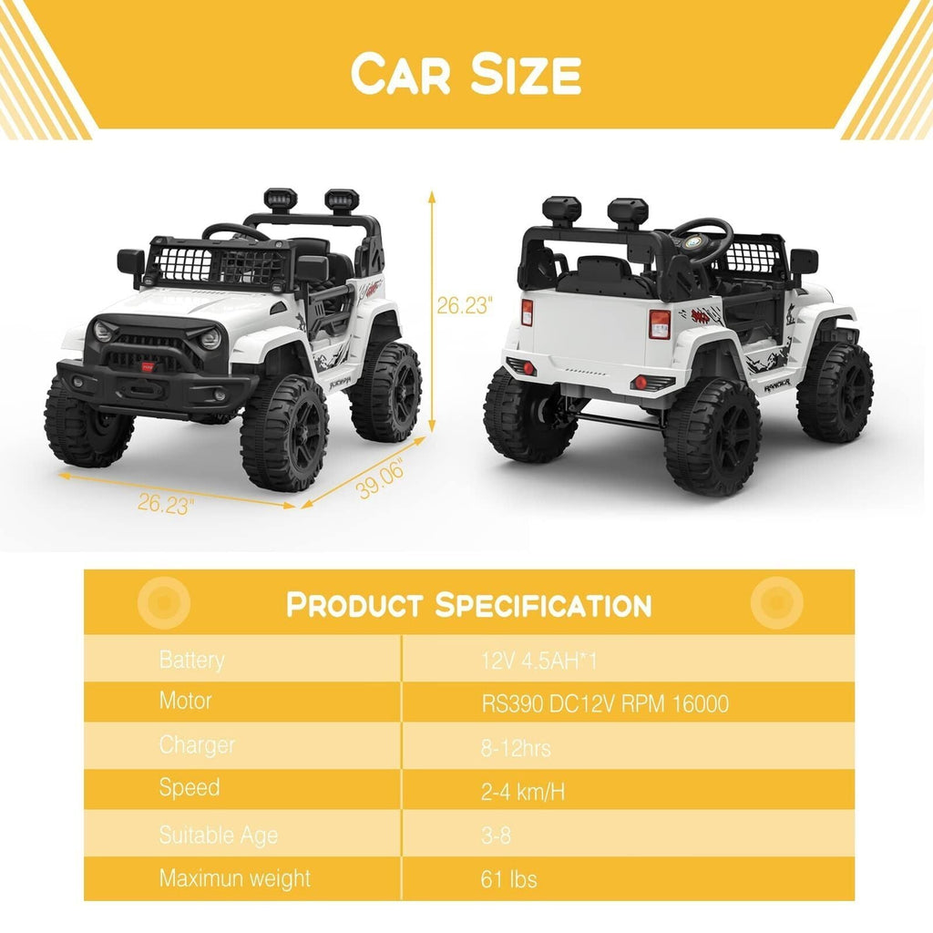 Electric Ride-On Car for Kids with Remote Control, 2 Speeds, and LED Lights - Perfect Holiday Gift!