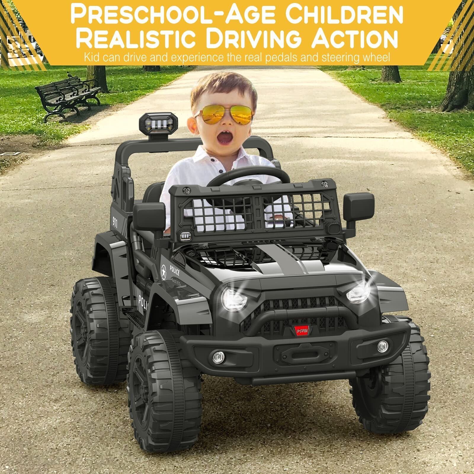 Electric Ride-On Car for Kids with Remote Control, 2 Speeds, and LED Lights - Perfect Holiday Gift!
