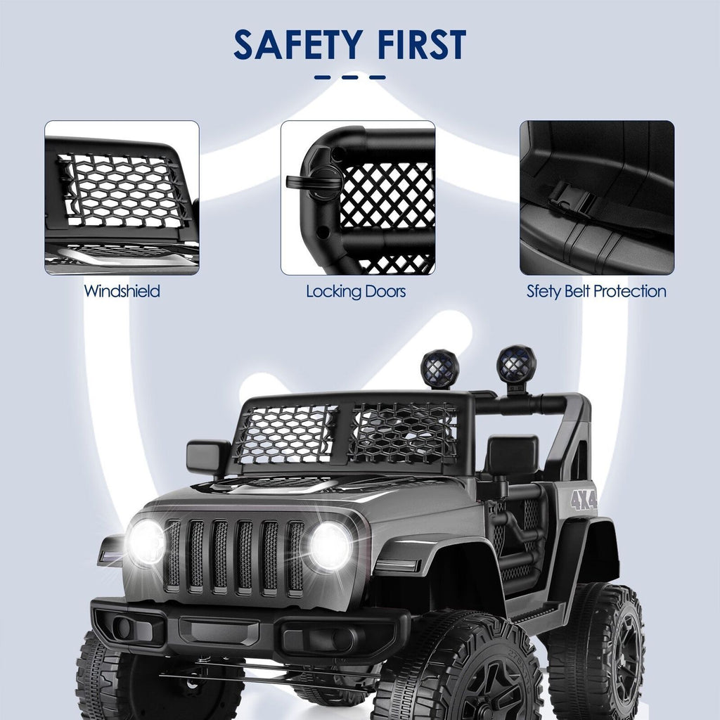 Electric Ride-On Car for Kids with Remote Control, 3 Speeds, and LED Lights - 12V