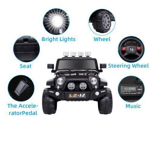 Electric Ride-On Car for Kids with Remote Control and 3 Speeds - Black