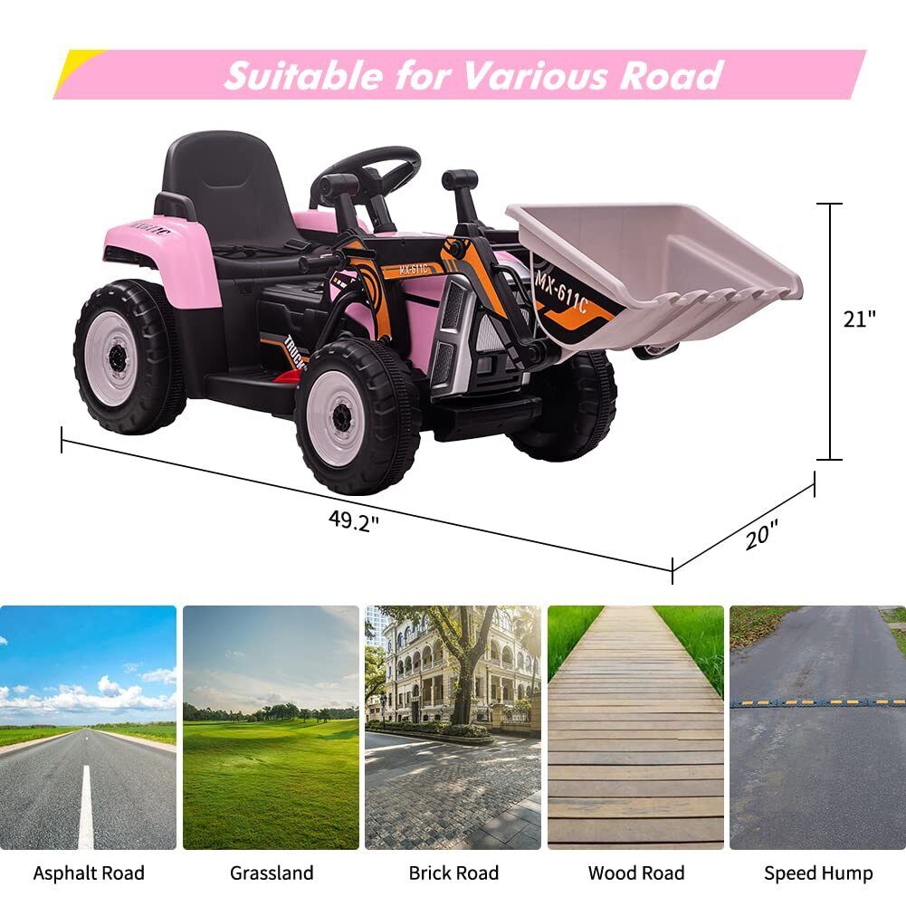 Electric Ride-On Car for Kids with Remote Control and Bucket - 12V Battery Powered