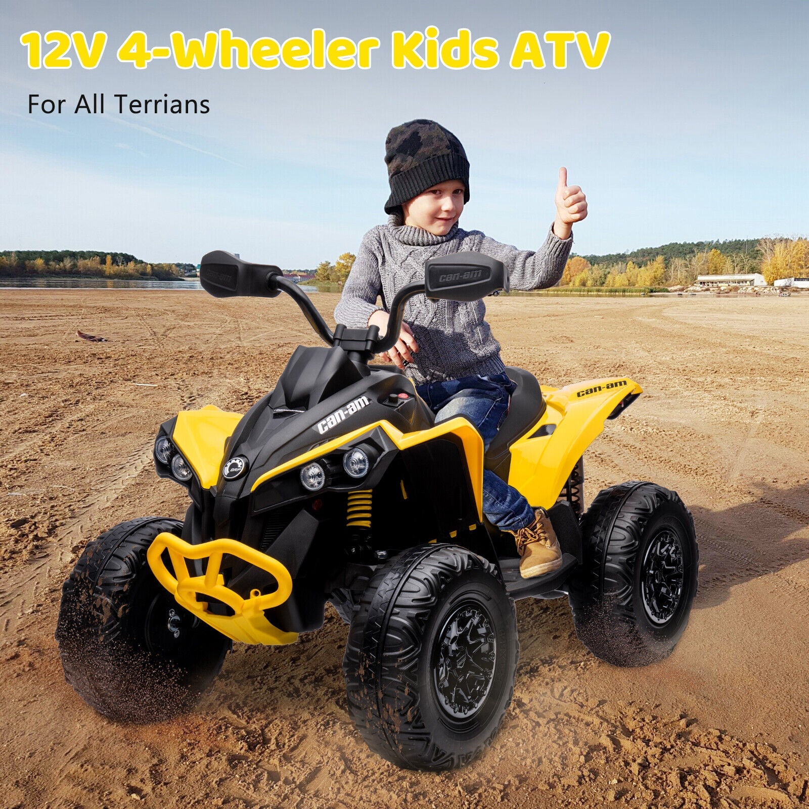Electric Ride-On Car for Kids with Remote Control, LED Lights, and Music