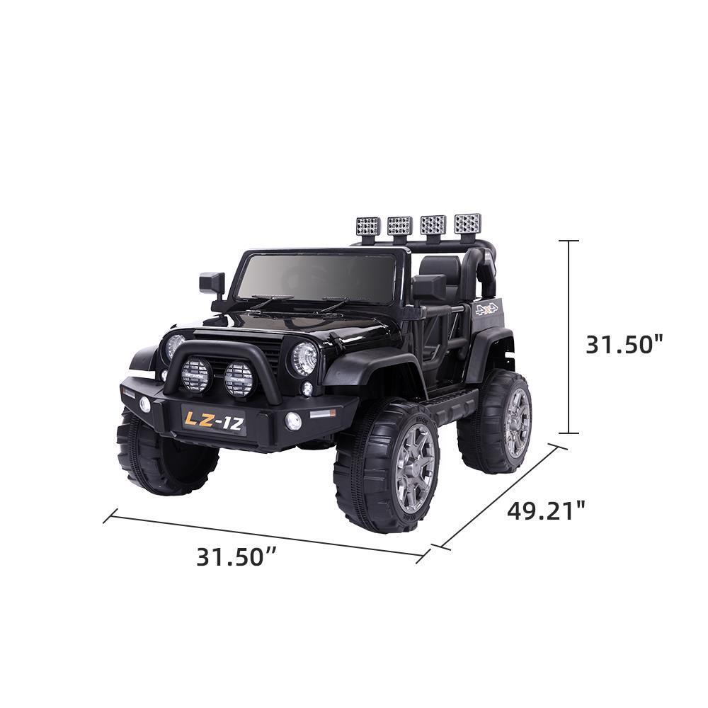 Electric Ride On Car for Kids with Remote Control, Music, and Light - Black