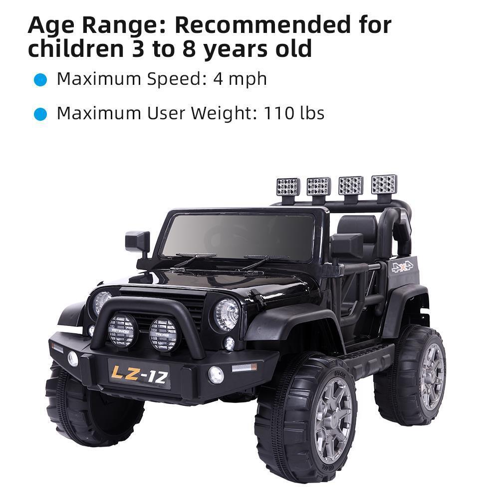 Electric Ride On Car for Kids with Remote Control, Music, and Light - Black