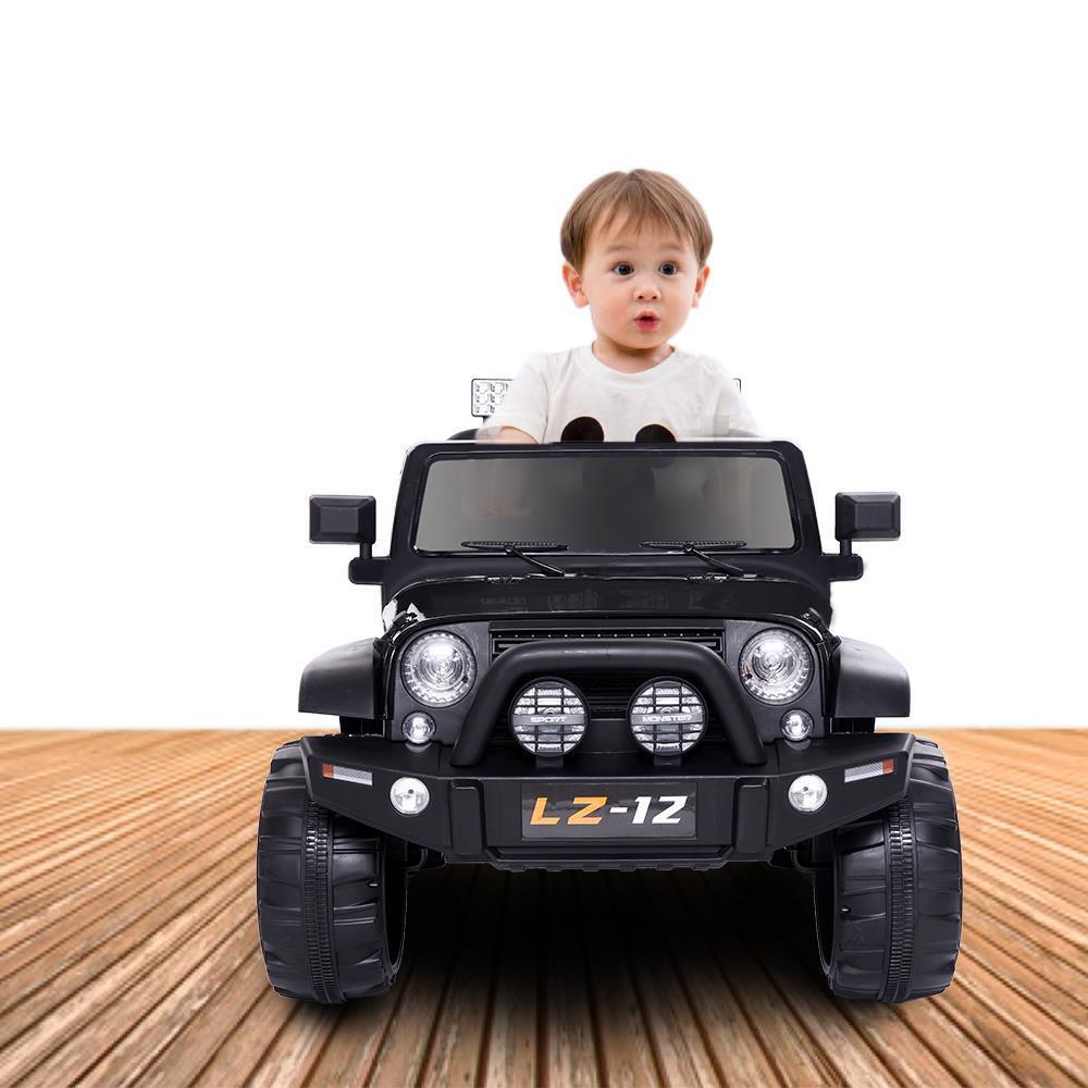 Electric Ride On Car for Kids with Remote Control, Music, and Light - Black