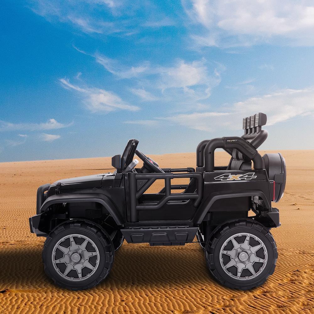 Electric Ride-On Car for Kids with Remote Control, Music, LED Lights, and 4mph Wheels in Black