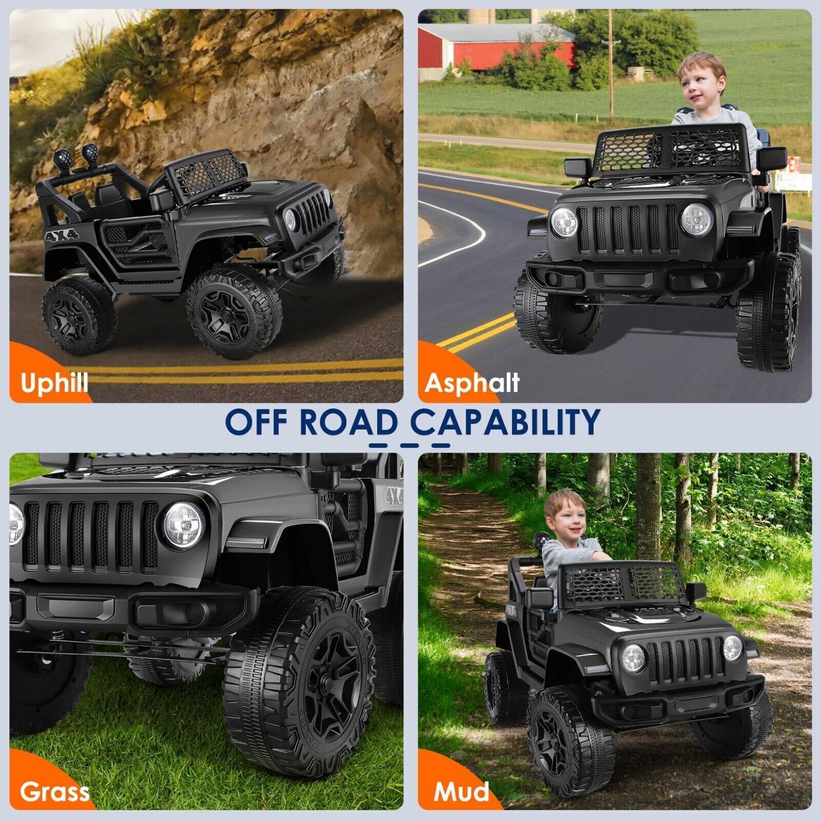 Electric Ride-On Car/Truck for Kids with MP3 Music and Remote Control - 12V, LED Lights