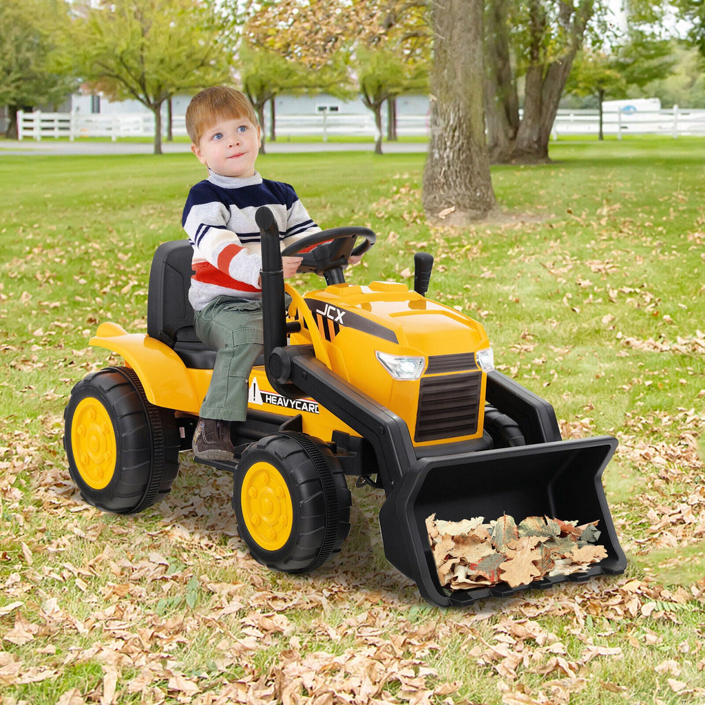 Electric Ride-On Excavator Digger with RC Control, Lights, and Music for Kids (12V)