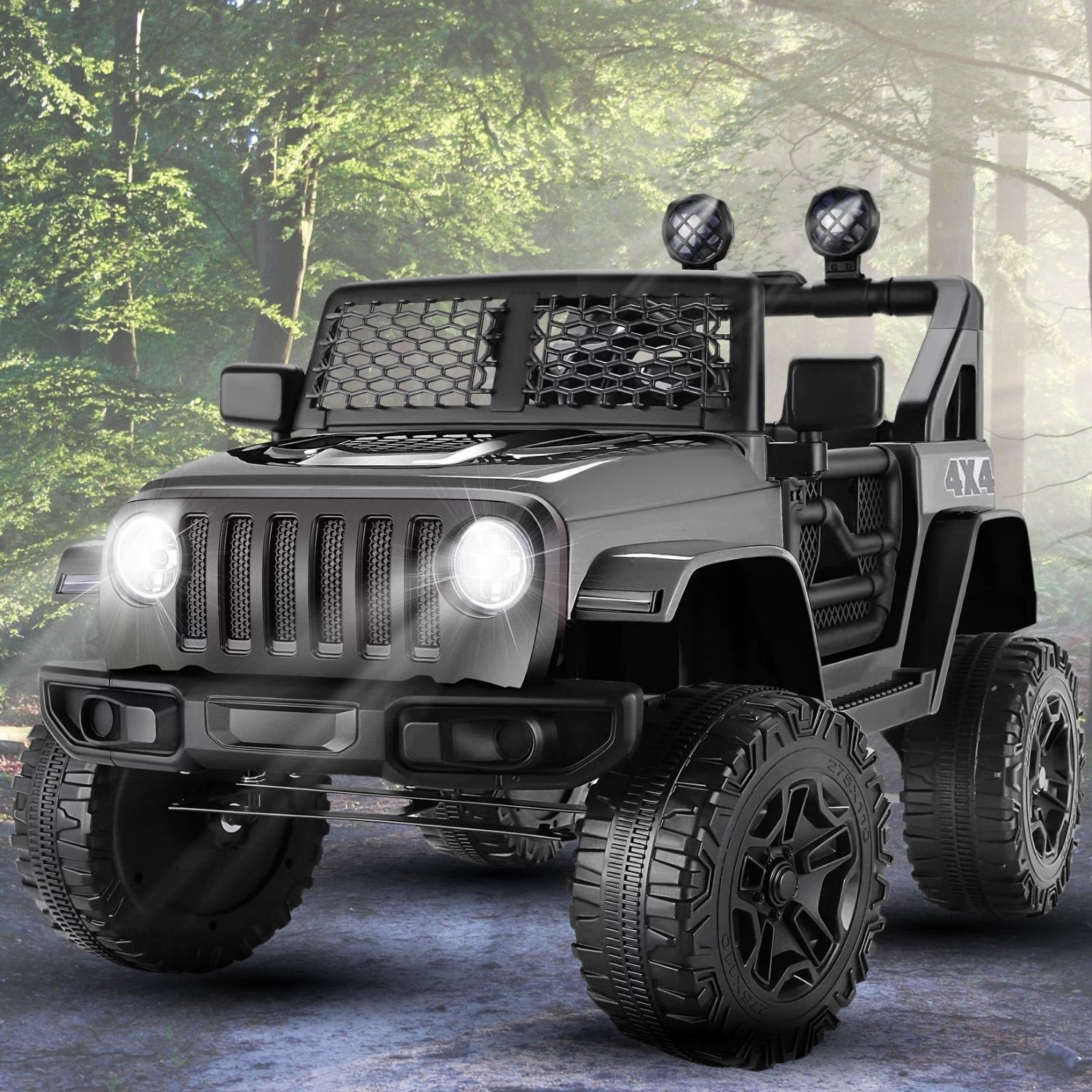 Electric Ride-On Jeep for Kids with Remote Control, Bluetooth, LED Lights, and MP3 Player