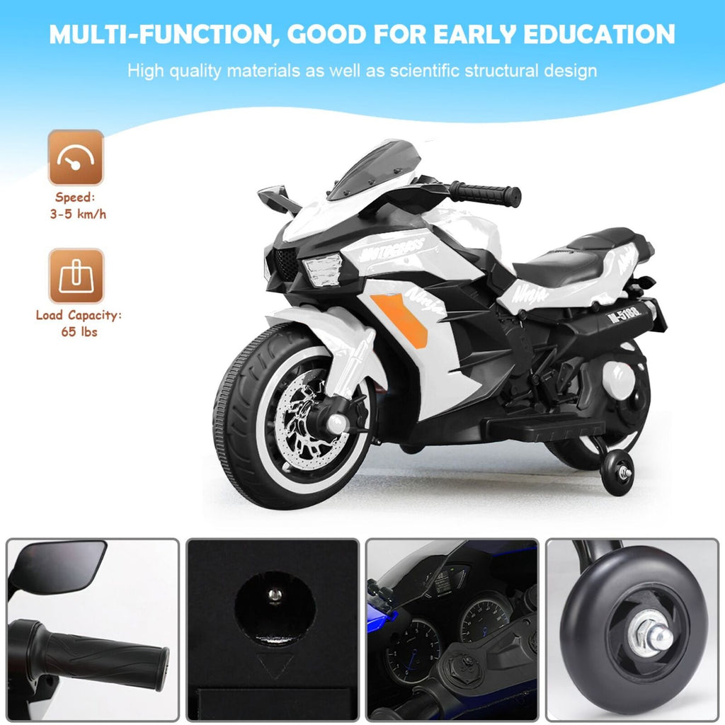 Electric Ride-On Motorbike for Kids - 12V Rechargeable 2-Wheel Car