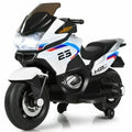 Electric Ride-On Motorcycle for Kids with Training Wheels and Lights - White