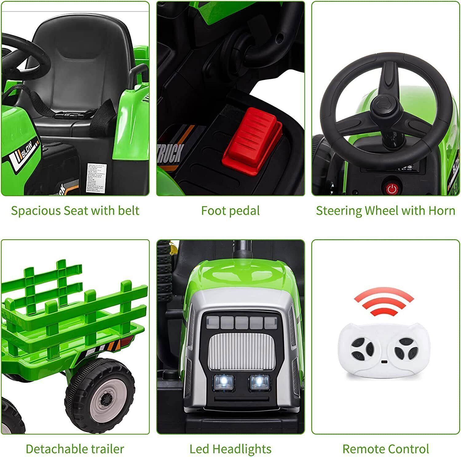 Electric Ride-On Toy Truck for Kids with Bluetooth MP3 and Remote Control - 12V