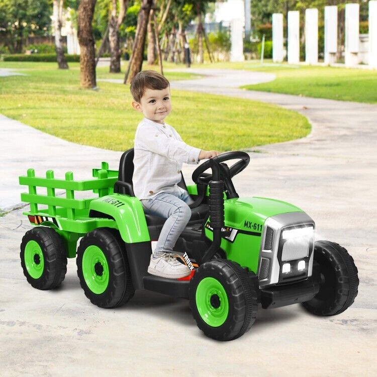 Electric Ride-On Tractor for Kids with 3 Gears and Remote Control - Includes Trailer Toy