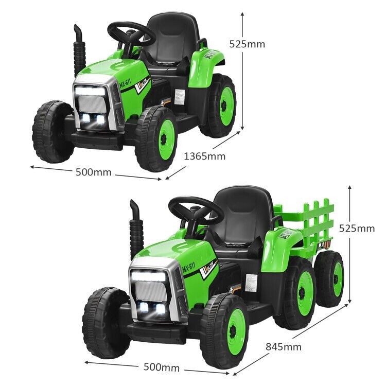 Electric Ride-On Tractor for Kids with 3 Gears and Remote Control - Includes Trailer Toy