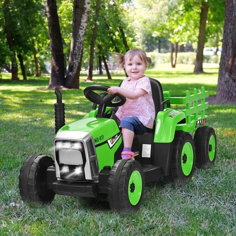 Electric Ride-On Tractor for Kids with 3 Gears and Remote Control - Includes Trailer Toy