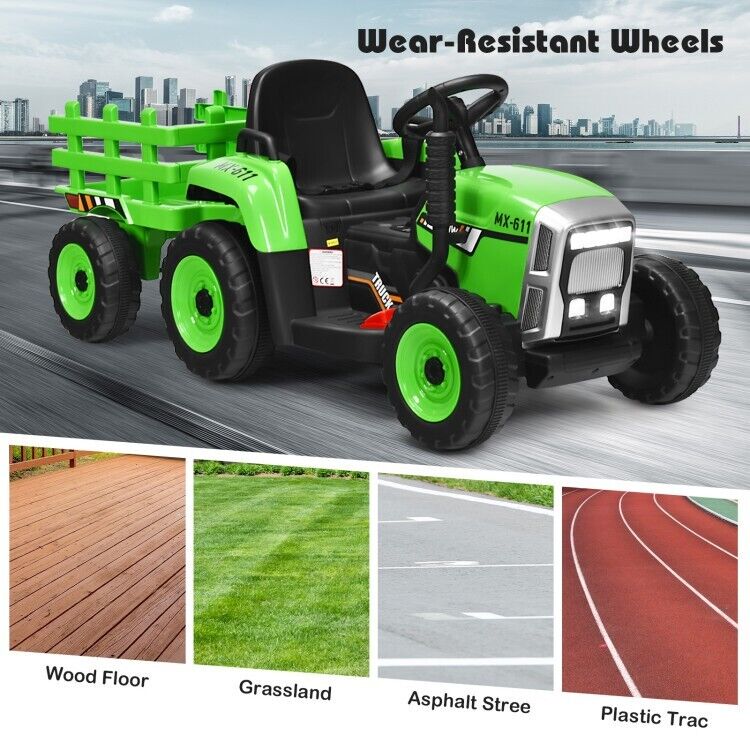 Electric Ride-On Tractor for Kids with 3 Gears and Remote Control - Includes Trailer Toy