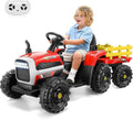 Electric Ride-On Tractor for Kids with Remote Control, LED Lights, and Music Player