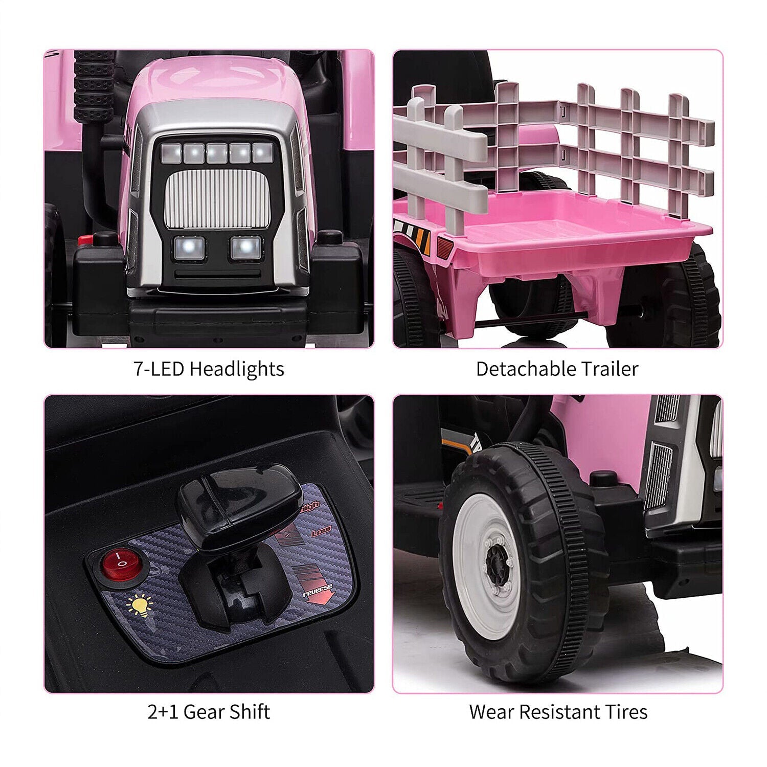 Electric Ride-On Tractor Trailer Toy for Kids with Remote Control and MP3 Player - 12V 35W