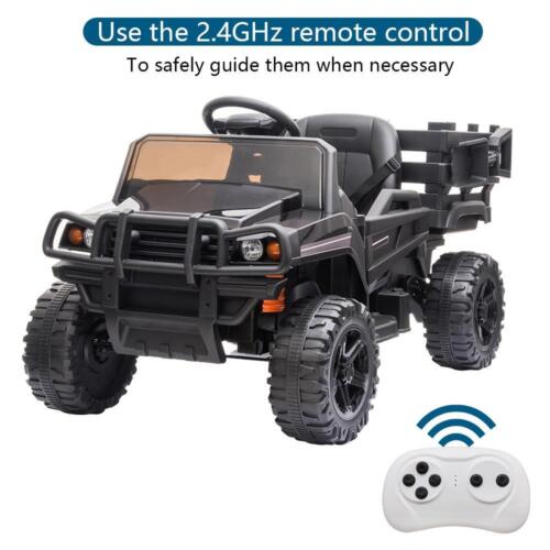 Electric Ride-On Tractor Truck with Music and Remote Control for Kids, Black
