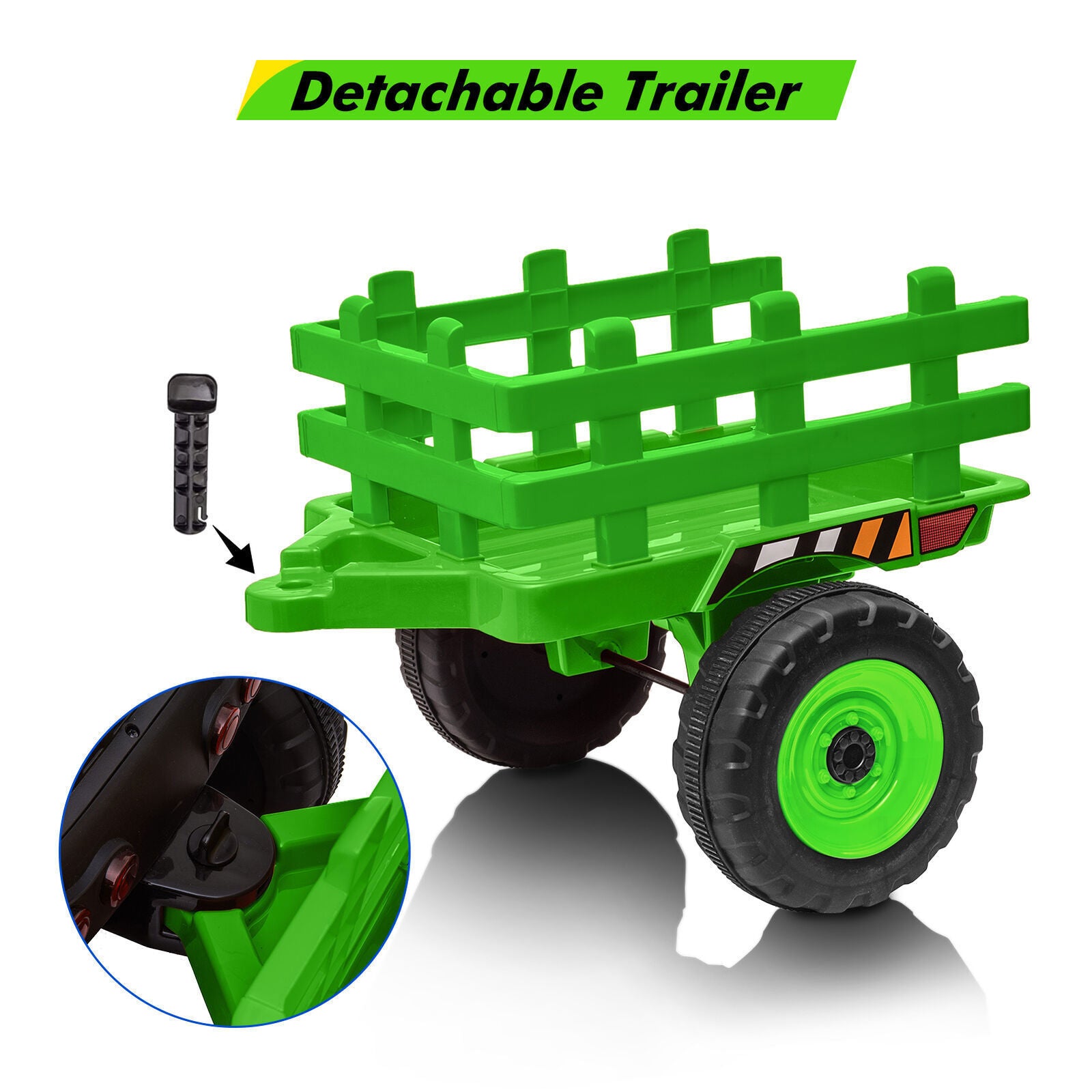 Electric Ride-On Tractor with Trailer and MP3 Player for Kids - 12V Battery-Powered Vehicle