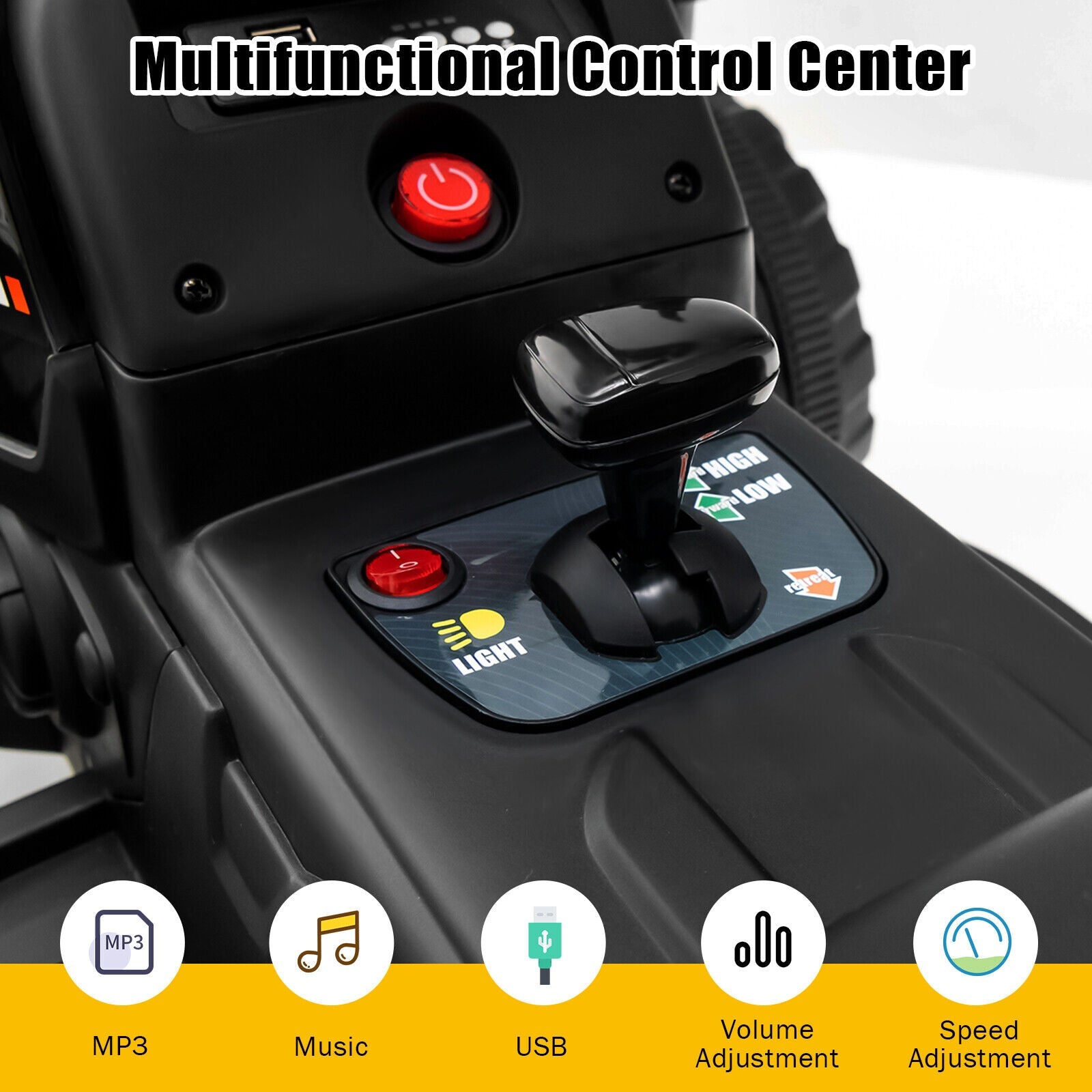 Electric Ride-On Tractor with Trailer and Remote Control - Black