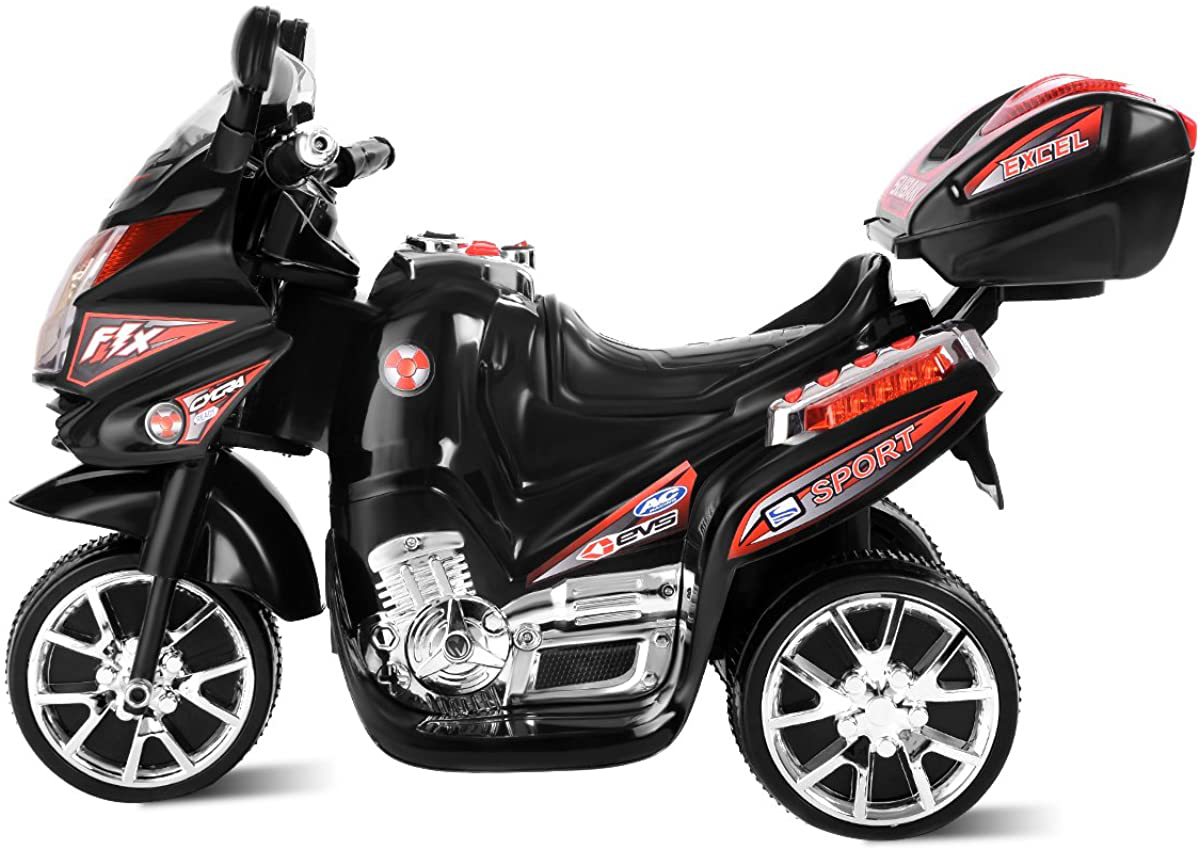 Electric Ride-On Trike with Music, Horn, and Headlights - Black