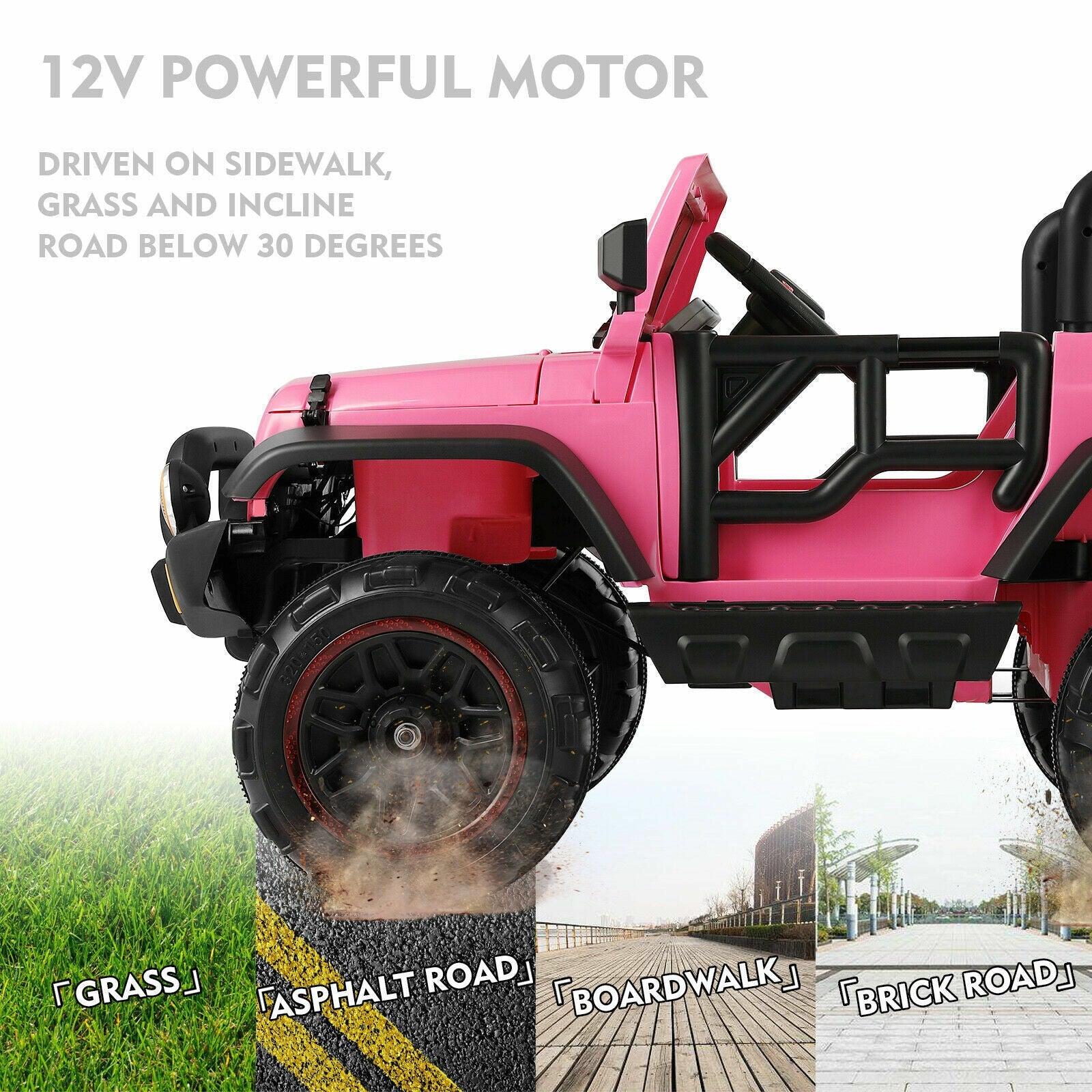 Electric Ride-On Truck for Kids with MP3 Player, Remote Control, and Pink Cover - 12V