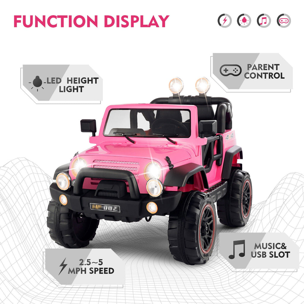 Electric Ride-On Truck for Kids with MP3 Player, Remote Control, and Pink Cover - 12V