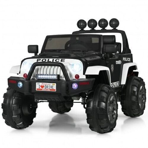Electric Ride-On Truck for Kids with Remote Control and Magnetic Double Doors - Black & White