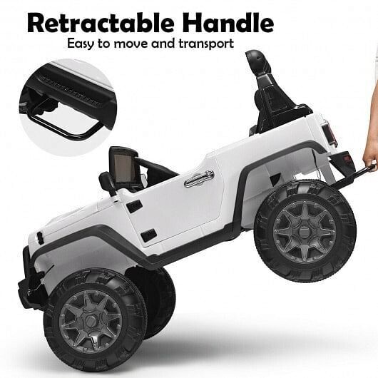 Electric Ride-On Truck for Kids with Remote Control and Magnetic Double Doors - White