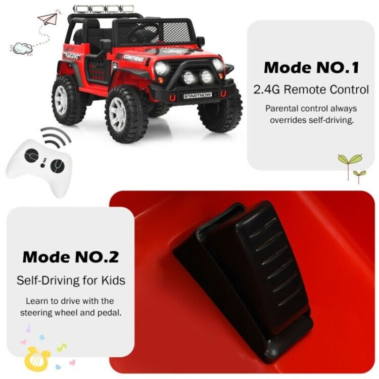 Electric Ride On Truck for Kids with Remote Control, Lights, and Music - 12V Children's Car Toy