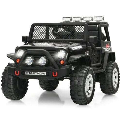 Electric Ride-On Truck for Kids with Remote Control, Lights, and Music - Black