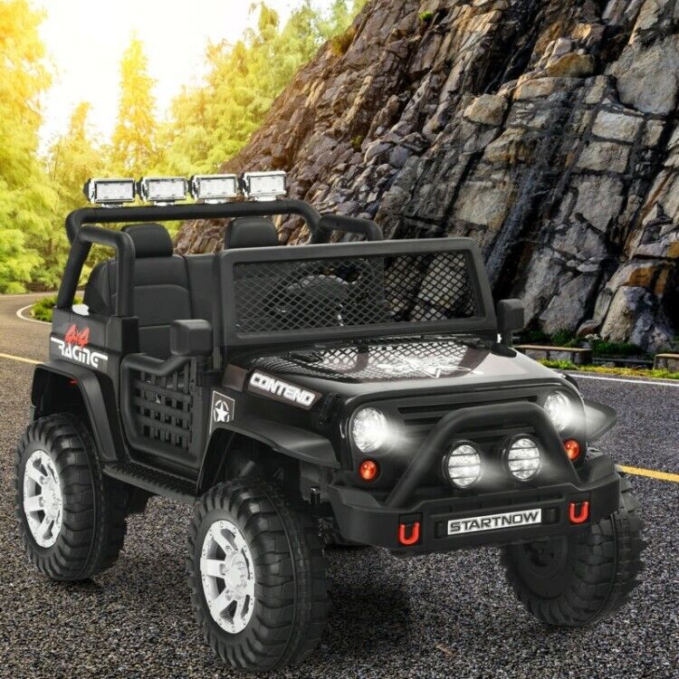 Electric Ride-On Truck for Kids with Remote Control, Lights, and Music - Black